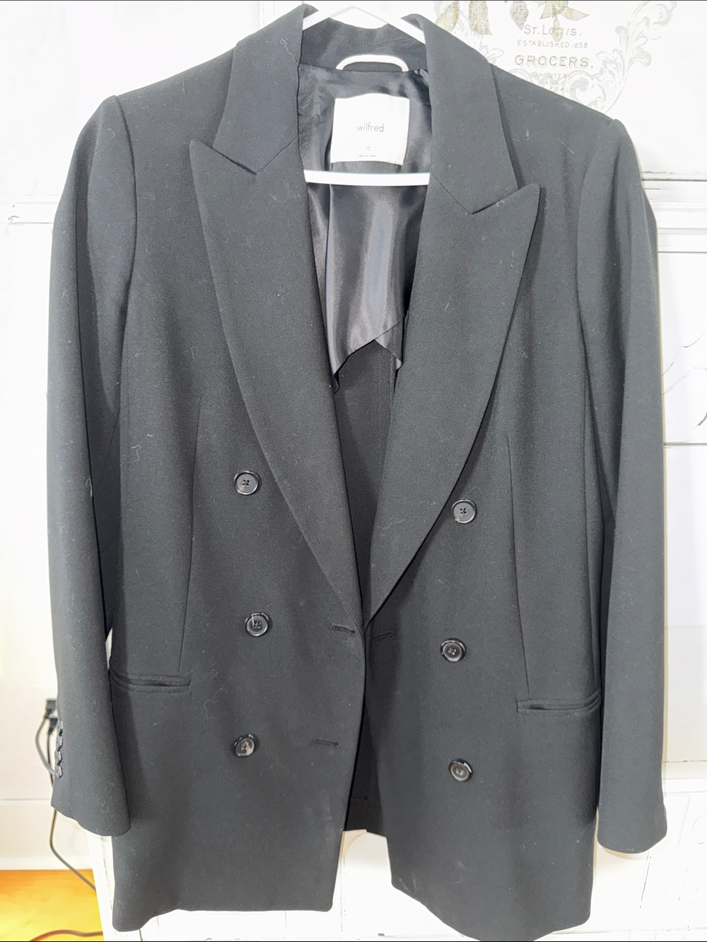 Wilfred Black Double-Breasted Blazer with Peak Lapels